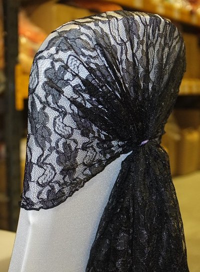 BLACK LACE CHAIR COVER HOOD