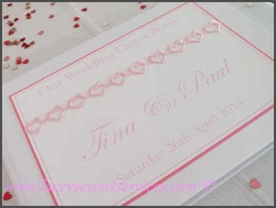 pink hearts Wedding Guest Book Guest Signing Book