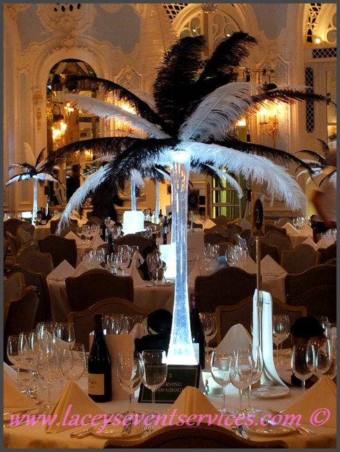 Event Florist, Event Table Display Hire, Centrepiece Rental, Feather Displays, Event Prop Hire London, Ostrich Feather Hire London Essex