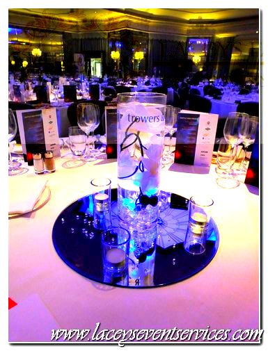 London Table display hire, corporate event hire, centrepiece hire, LED centrepieces, London, Essex, Logo centrepieces