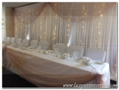 Vintage Pink Romance Backdrop for behind top table ~ Essex Hire