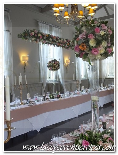 Morden Hall Surrey Wedding hanging wedding flower centrepieces