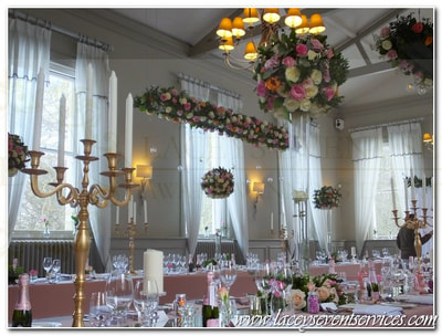 suspended wedding centrepieces Morden Hall UK